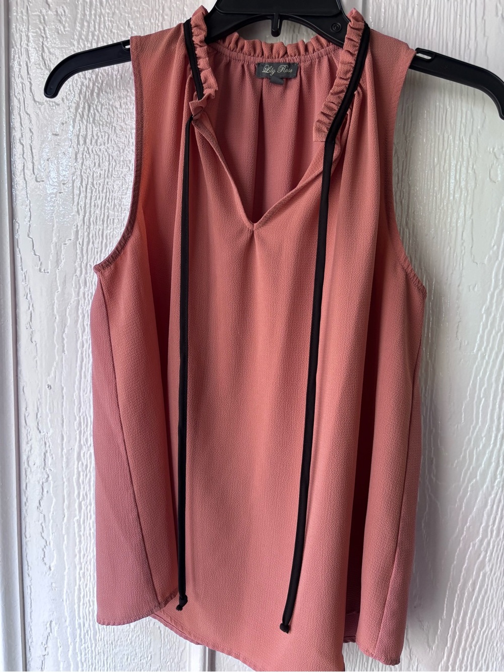 Lily Rose Dusty Coral Ruffle Neck Sleeveless Top
